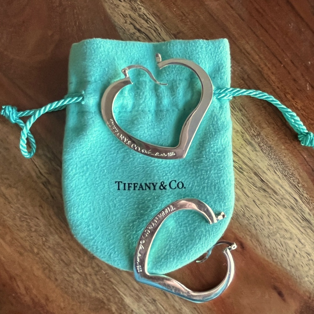 Vintage Tiffany & Co. Elsa Peretti large heart hoop earrings -